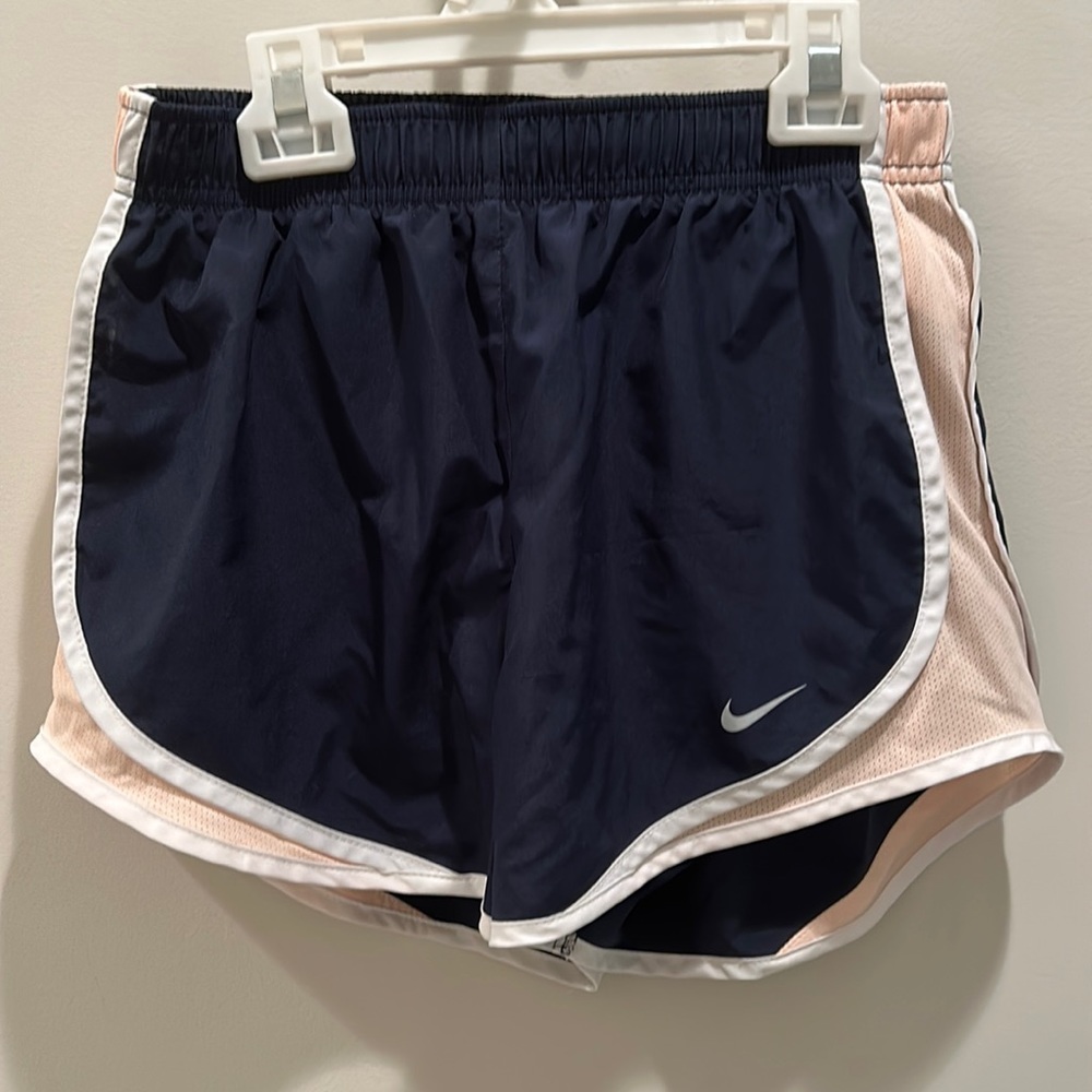 Navy blue and light pink Nike shorts